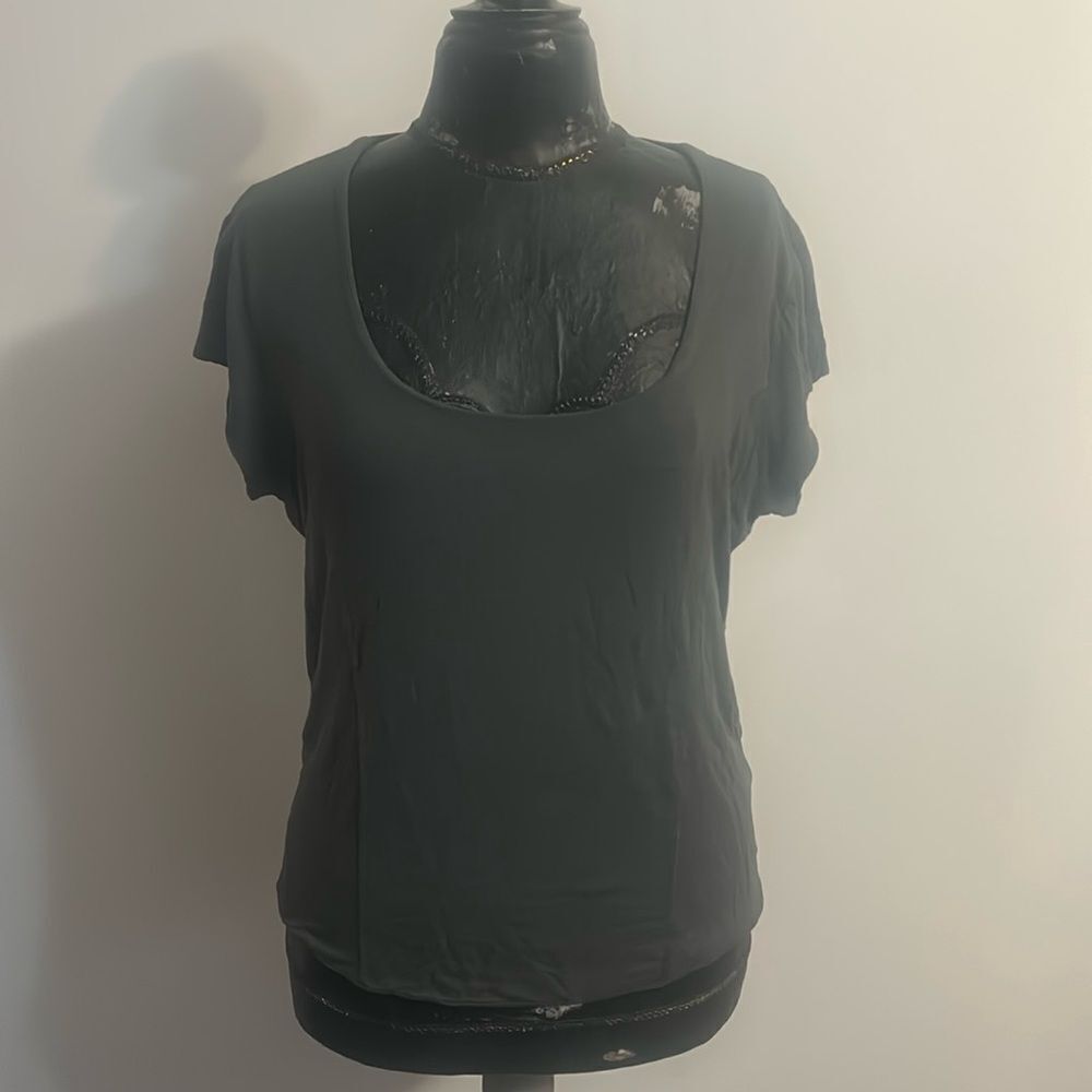 Jaeger gray square neck shirt, size XL